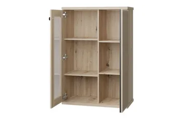 Rosehall Vitrineskap 132 cm i Tre med Glassdør og Belysning - Svart - Oppbevaring - Skap - Vitrineskap