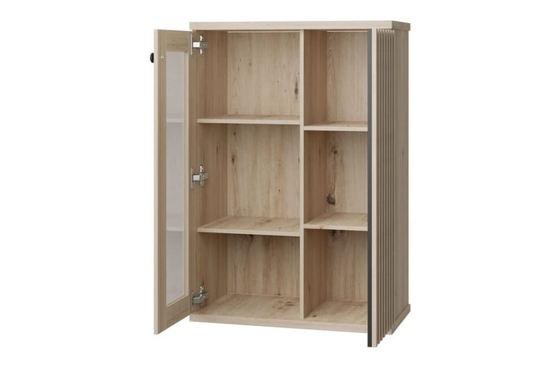 Rosehall Vitrineskap 132 cm i Tre med Glassdør og Belysning - Svart - Oppbevaring - Skap - Vitrineskap