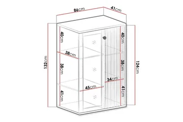 Rosehall Vitrineskap 132 cm i Tre med Glassdør og Belysning - Svart - Oppbevaring - Skap - Vitrineskap