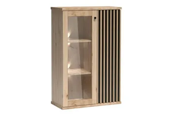 Rosehall Vitrineskap 132 cm i Tre med Glassdør og Belysning - Svart - Oppbevaring - Skap - Vitrineskap