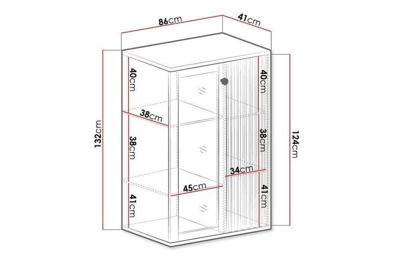 Rosehall Vitrineskap 132 cm - Oppbevaring - Skap - Vitrineskap