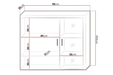 Samba Vitrineskap 90x35x111 cm - Oppbevaring - Skap - Vitrineskap