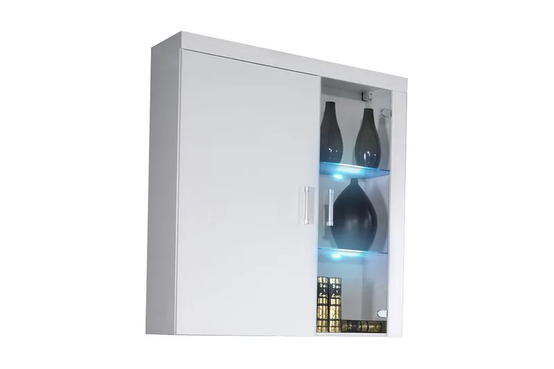 Samba Vitrinskåp 90x35x111 cm White High gloss - Oppbevaring - Skap - Vitrineskap