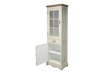 Samira Vitrineskap 60 cm i Tre og Glass - Antikkhvit - Oppbevaring - Skap - Vitrineskap