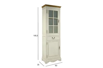 Samira Vitrineskap 60 cm i Tre og Glass - Antikkhvit - Oppbevaring - Skap - Vitrineskap