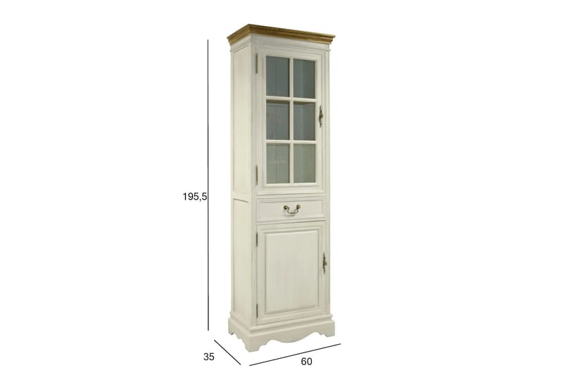 Samira Vitrineskap 60 cm i Tre og Glass - Antikkhvit - Oppbevaring - Skap - Vitrineskap