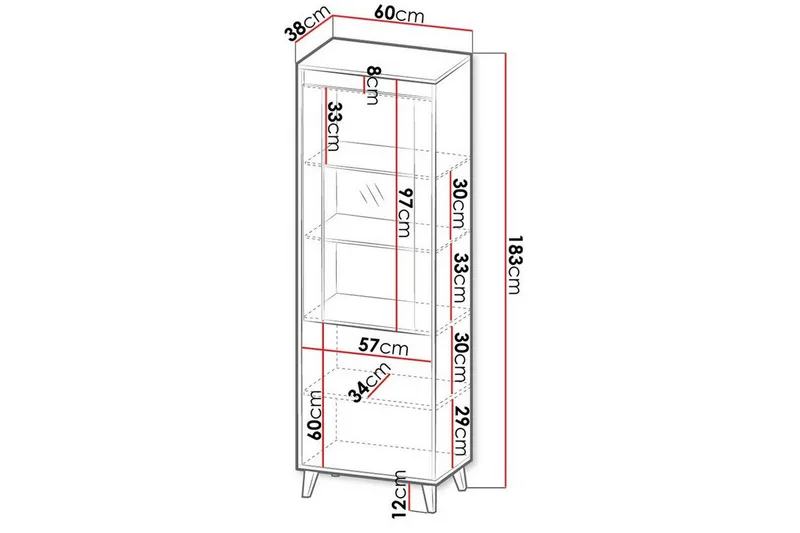 Strontian Vitrinskåp 183 cm Scandinavian Choice Anthracite - Oppbevaring - Skap - Vitrineskap
