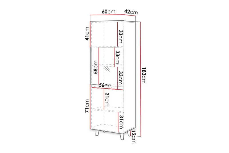 Strontian Vitrinskåp 183 cm Scandinavian Choice Anthracite/Black - Oppbevaring - Skap - Vitrineskap