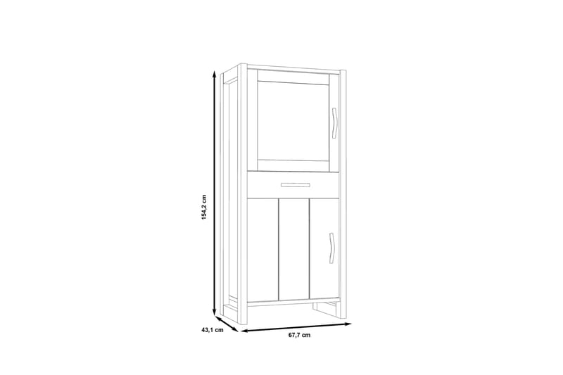 Strumica Vitrineskap 43x68 cm 2 Hyller - Brun/Grå - Oppbevaring - Skap - Vitrineskap