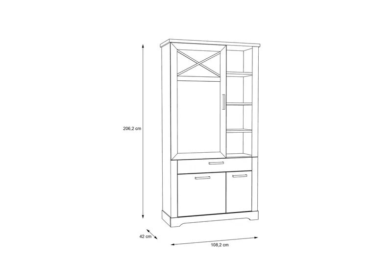 Svetis Vitrineskap 42x108 cm - Hvit - Oppbevaring - Skap - Vitrineskap