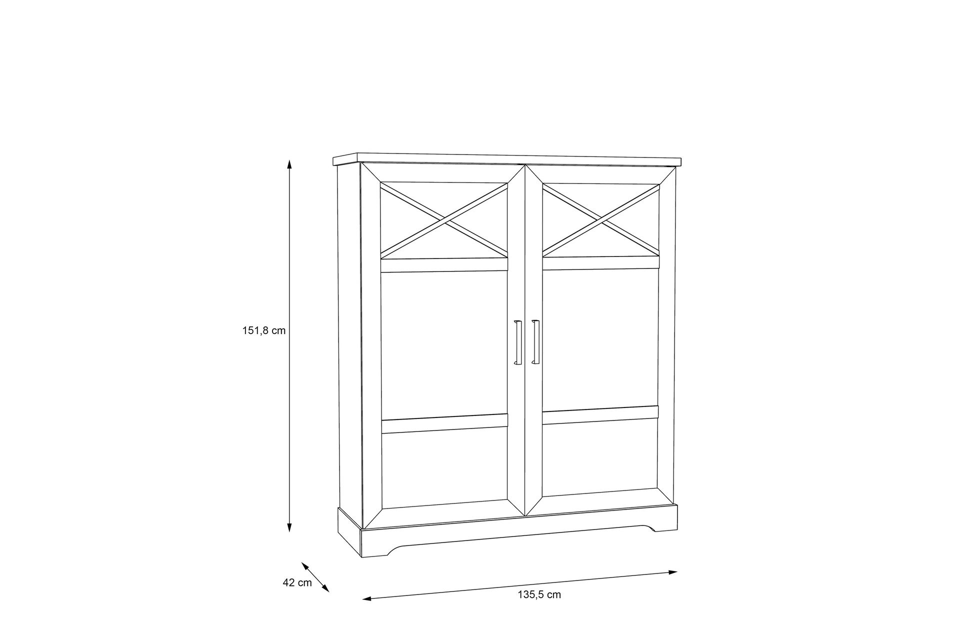 Svetis Vitrineskap 42x133 cm - Hvit - Oppbevaring - Skap - Vitrineskap