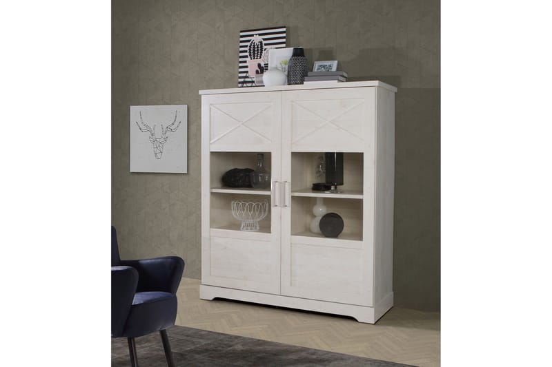 Svetis Vitrineskap 42x133 cm - Hvit - Oppbevaring - Skap - Vitrineskap