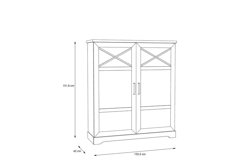 Svetis Vitrineskap 42x133 cm - Hvit - Oppbevaring - Skap - Vitrineskap