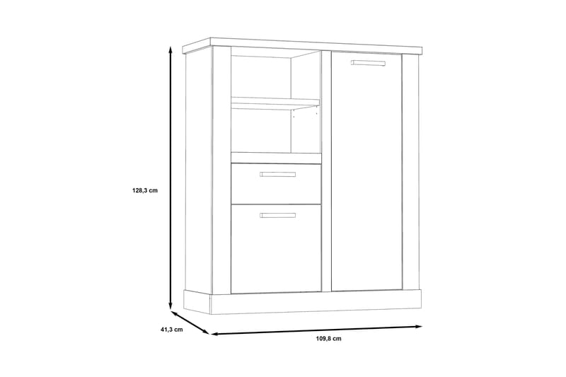 Talebi Skjenk 41x110 cm - Brun / Hvit - Oppbevaring - Skap - Vitrineskap