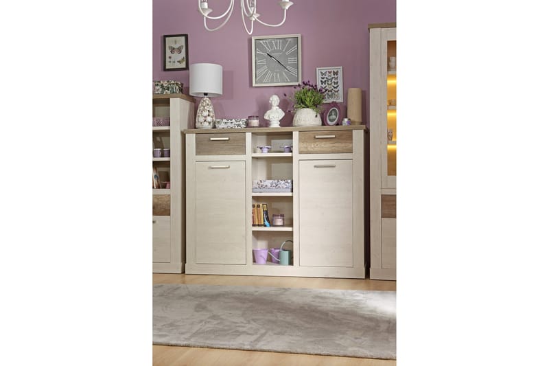 Talebi Skjenk 41x160 cm - Brun / Hvit - Oppbevaring - Skap - Vitrineskap