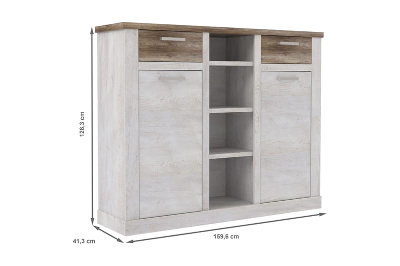 Talebi Skjenk 41x160 cm - Brun / Hvit - Oppbevaring - Skap - Vitrineskap