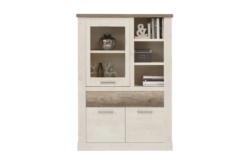 Talebi Vitrineskap 41x108 cm - Brun / Hvit - Oppbevaring - Skap - Vitrineskap