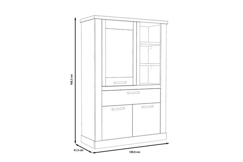 Talebi Vitrineskap 41x108 cm - Brun / Hvit - Oppbevaring - Skap - Vitrineskap