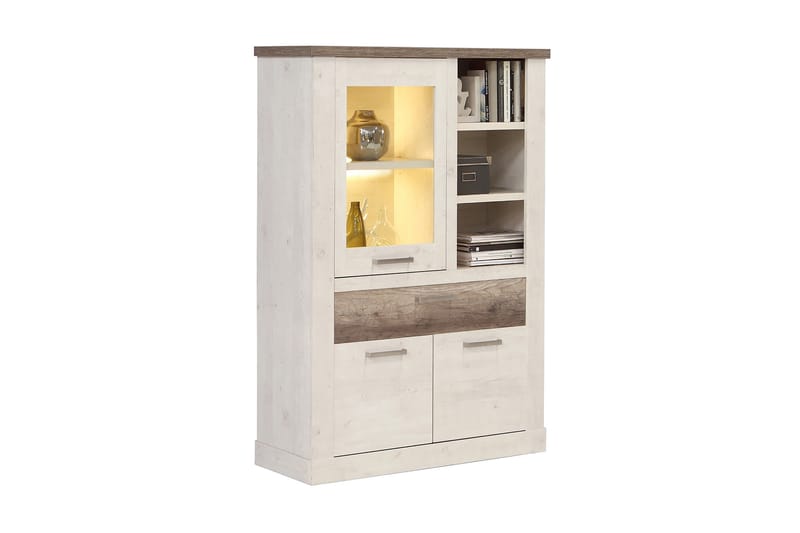 Talebi Vitrineskap 41x108 cm - Brun / Hvit - Oppbevaring - Skap - Vitrineskap