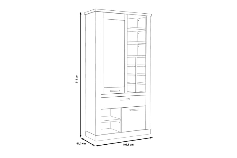 Talebi Vitrineskap 41x108 cm - Brun / Hvit - Oppbevaring - Skap - Vitrineskap