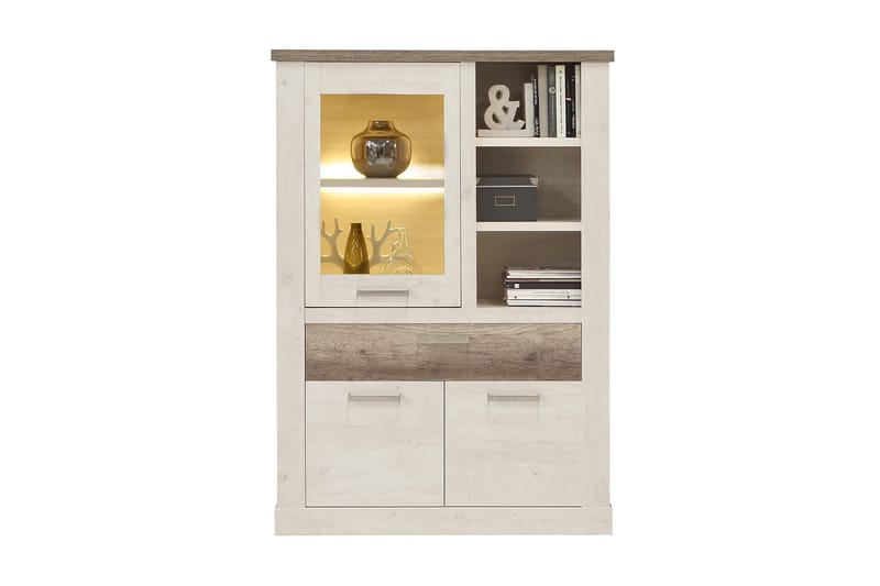 Talebi Vitrineskap 41x108 cm - Brun / Hvit - Oppbevaring - Skap - Vitrineskap