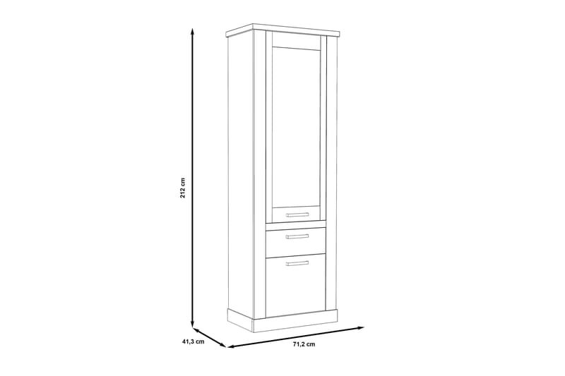 Talebi Vitrineskap 41x71 cm - Brun / Hvit - Oppbevaring - Skap - Vitrineskap