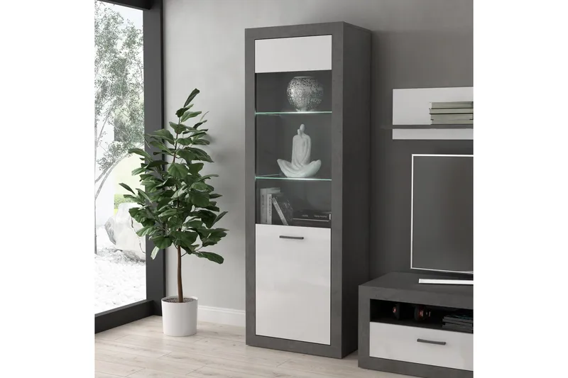 Tolovgrad Vitrineskap 41x63 cm - Grå/Hvit - Oppbevaring - Skap - Vitrineskap