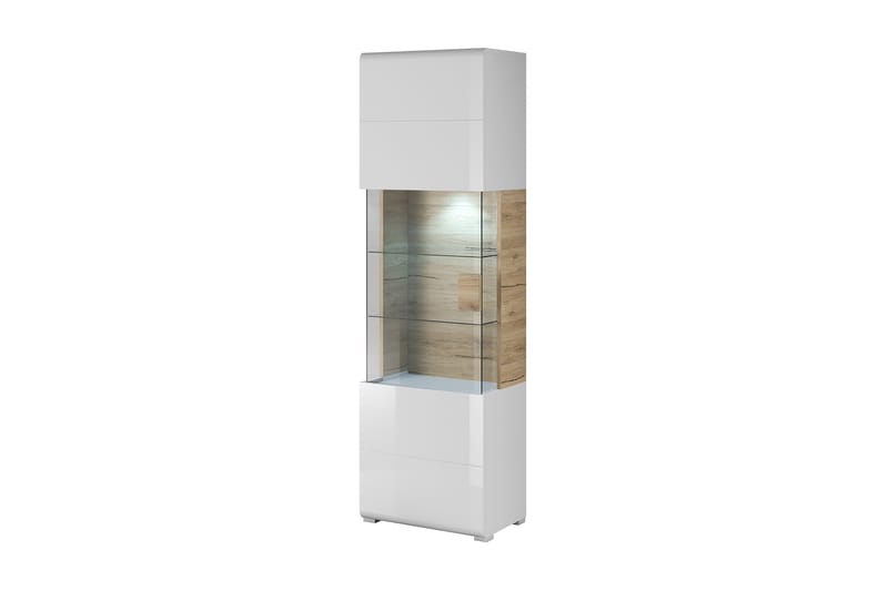 Toreno Vitrine 39x61 cm - Hvit/Natur - Oppbevaring - Skap - Vitrineskap