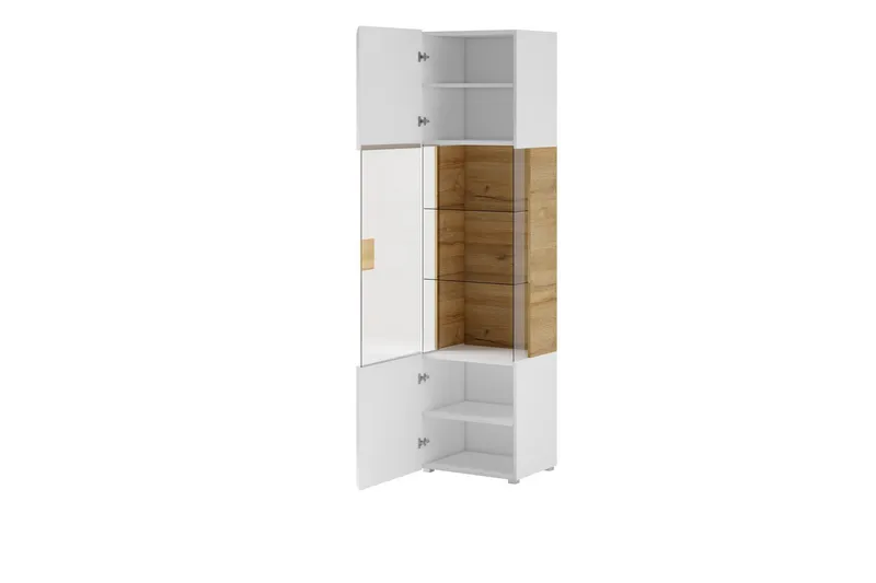 Toreno Vitrine 39x61 cm - Hvit/Natur - Oppbevaring - Skap - Vitrineskap