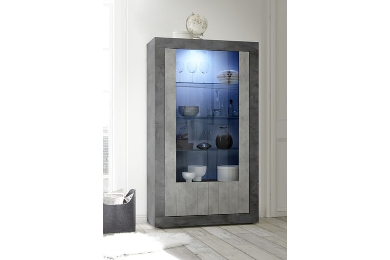 Urbino Vitrineskap 110 cm - Grå - Oppbevaring - Skap - Vitrineskap