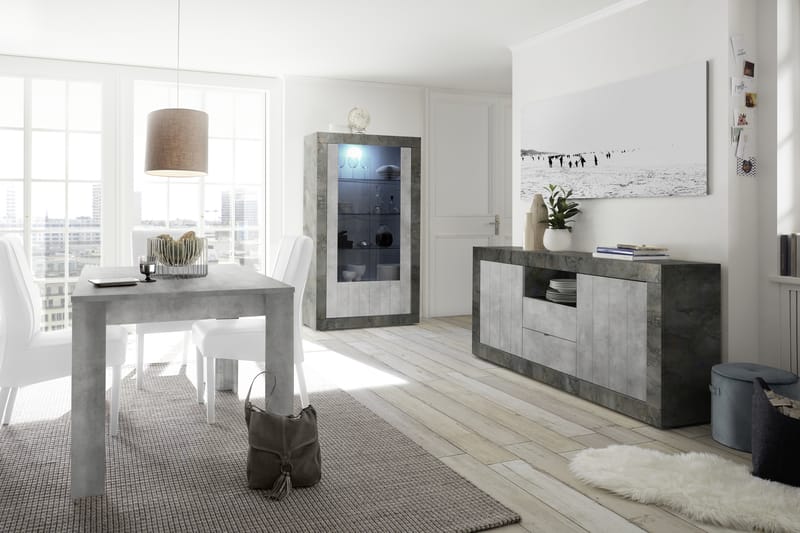 Urbino Vitrineskap 110 cm - Grå - Oppbevaring - Skap - Vitrineskap