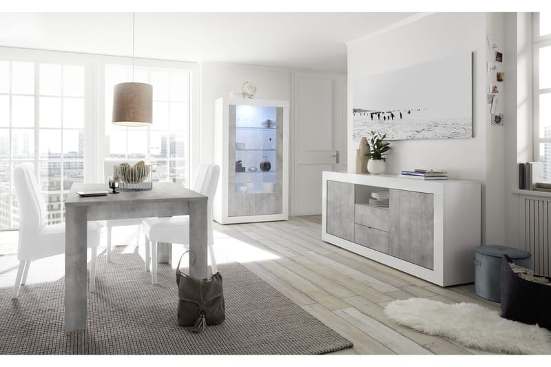 Urbino vitrineskap 110 cm - Hvit/Grå - Oppbevaring - Skap - Vitrineskap