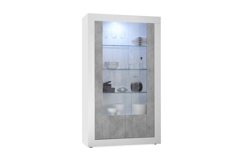 Urbino vitrineskap 110 cm - Hvit/Grå - Oppbevaring - Skap - Vitrineskap