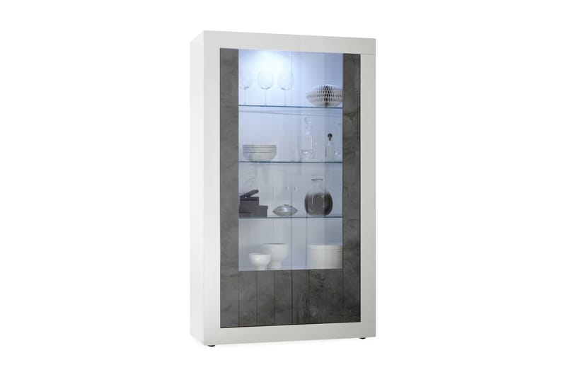 Urbino Vitrineskap 110 cm - Hvit/Gråmelert - Oppbevaring - Skap - Vitrineskap