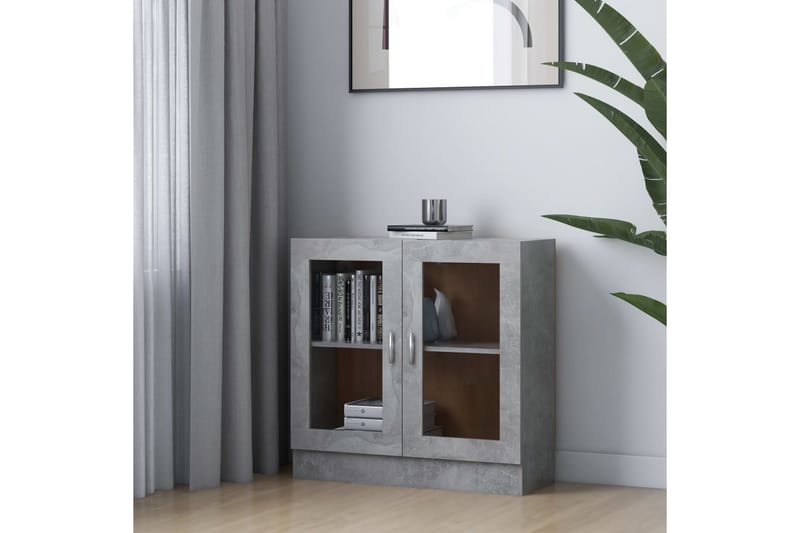Vitrineskap betonggrå 82,5x30,5x80 cm sponplate - Grå - Oppbevaring - Skap - Vitrineskap