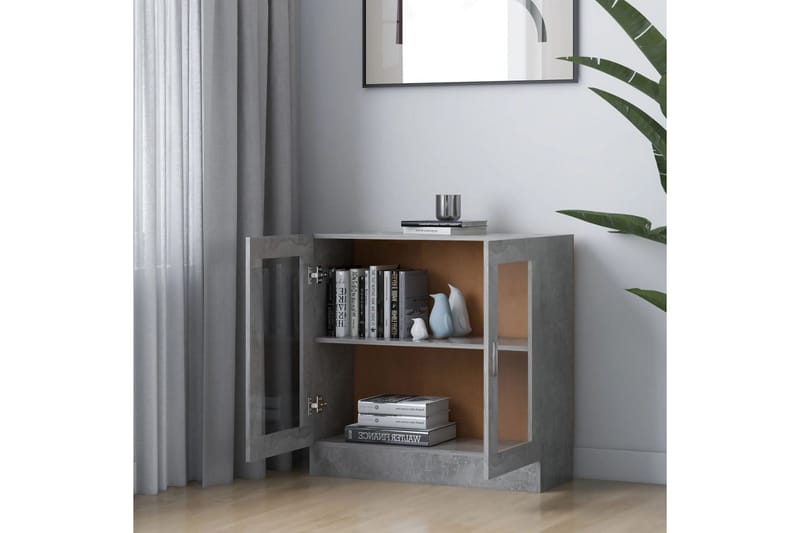 Vitrineskap betonggrå 82,5x30,5x80 cm sponplate - Grå - Oppbevaring - Skap - Vitrineskap