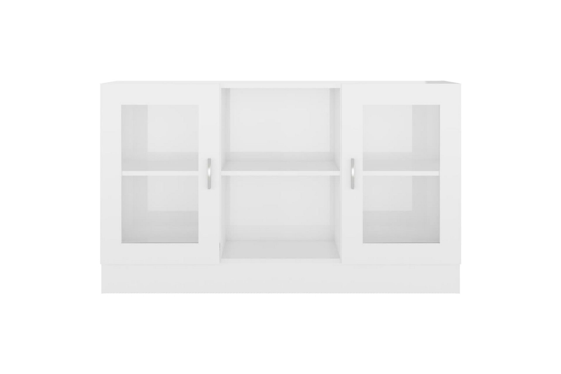 Vitrineskap høyglans hvit 120x30,5x70 cm sponplate - Hvit - Oppbevaring - Skap - Vitrineskap