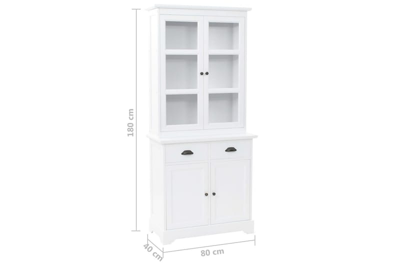 Vitrineskap med 4 dører MDF og furu 80x40x180 cm - Oppbevaring - Skap - Vitrineskap