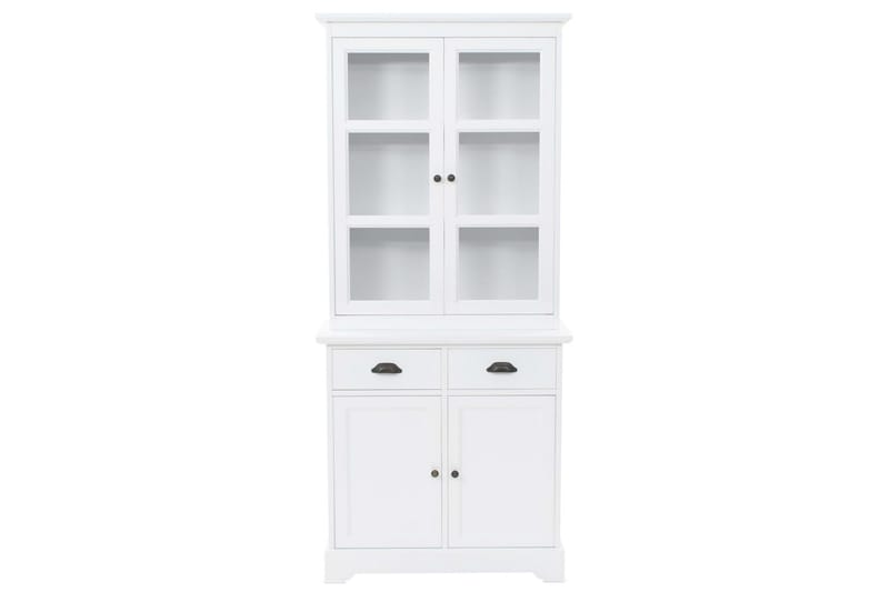 Vitrineskap med 4 dører MDF og furu 80x40x180 cm - Oppbevaring - Skap - Vitrineskap