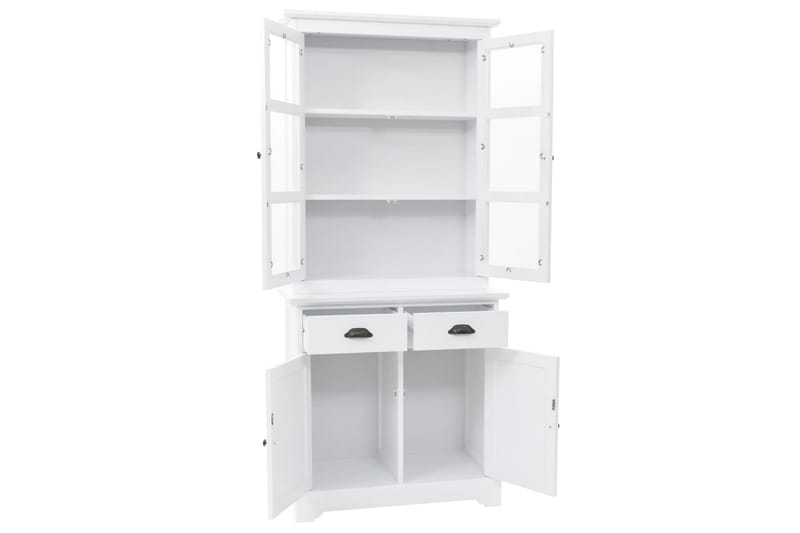 Vitrineskap med 4 dører MDF og furu 80x40x180 cm - Oppbevaring - Skap - Vitrineskap