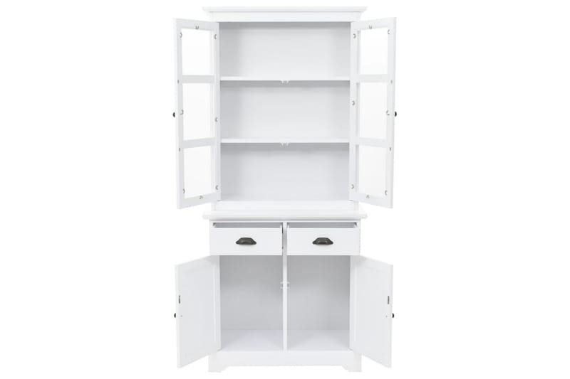 Vitrineskap med 4 dører MDF og furu 80x40x180 cm - Oppbevaring - Skap - Vitrineskap