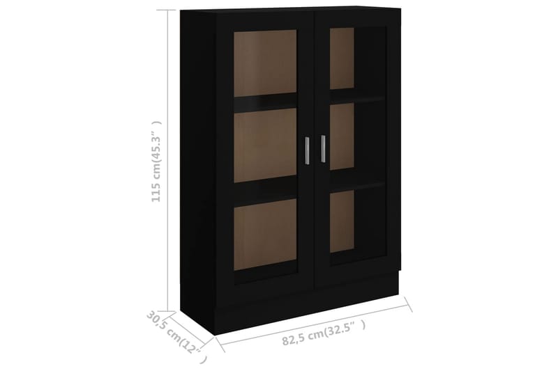 Vitrineskap svart 82,5x30,5x115 cm sponplate - Svart - Oppbevaring - Skap - Vitrineskap