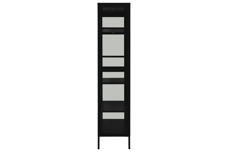 Vitrineskap svart 90x40x180 cm stål og herdet glass - Svart - Oppbevaring - Skap - Vitrineskap