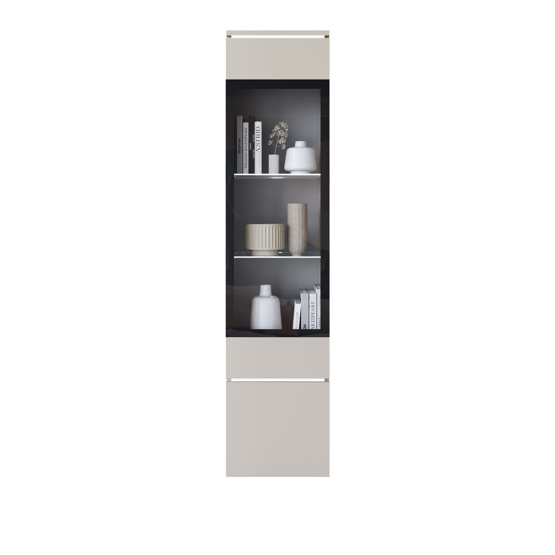 vitrineskap Høyskap vitrineskap VERA TYP 002 + LED beige -