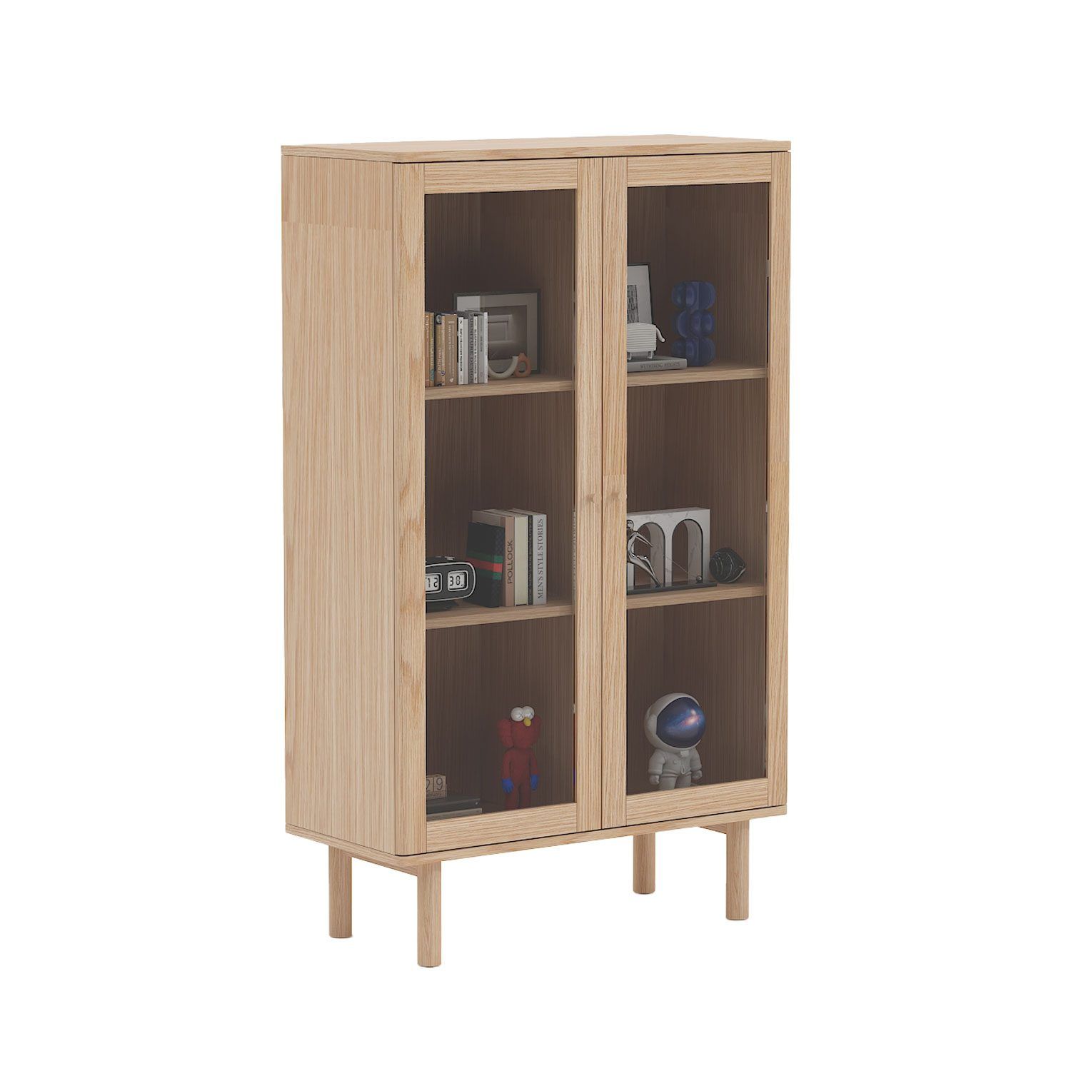 Vitrineskap HOME4YOU Hansen 90x40x150 cm Melamin - Beige