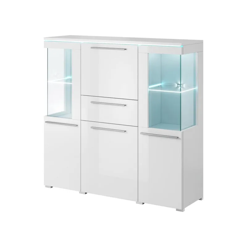 Vitrineskap India 3 dører 1 skuff - Hvit - Oppbevaring - Skap - Vitrineskap