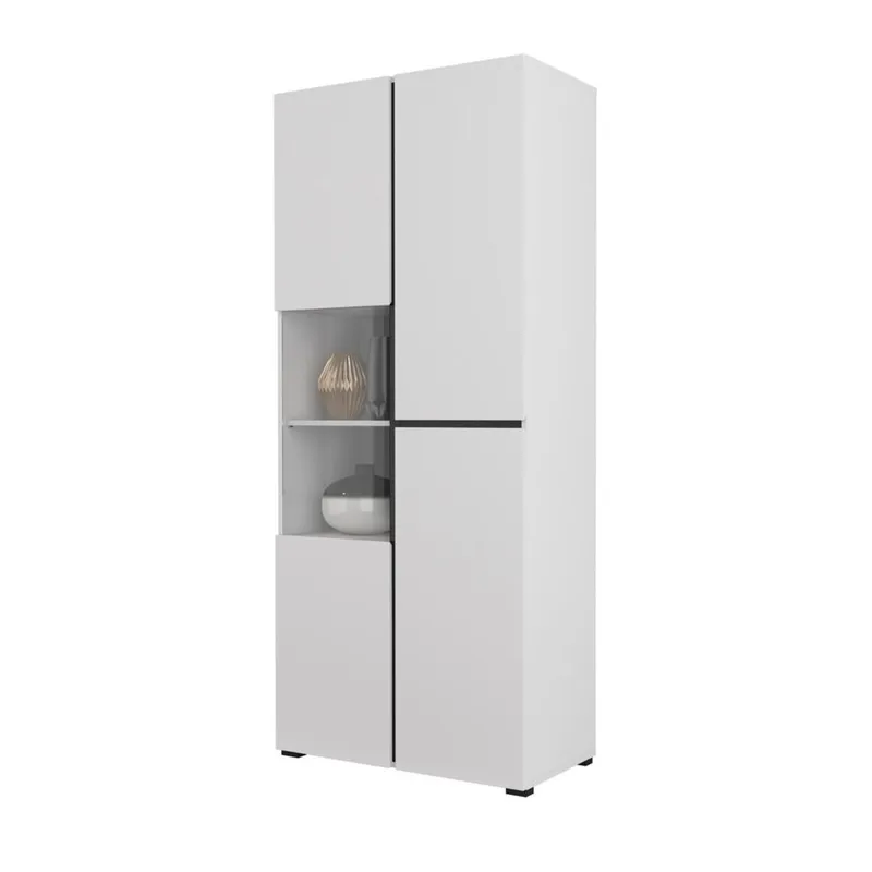 Vitrineskap Kors 3 dører - Hvit - Svart - Oppbevaring - Skap - Vitrineskap