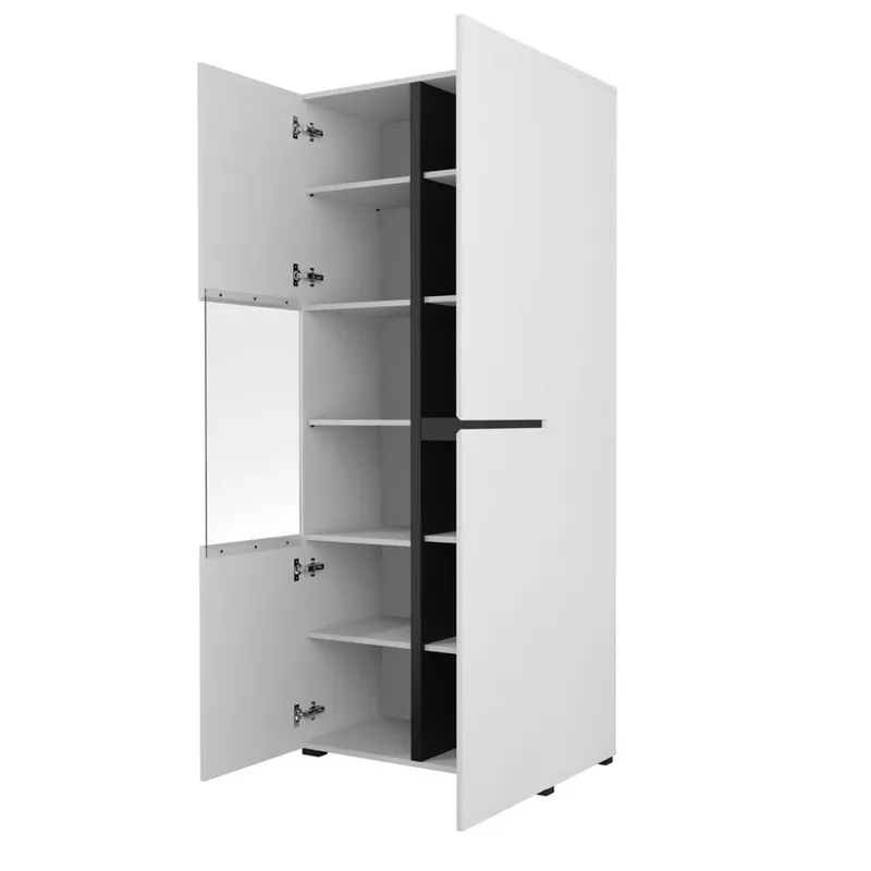 Vitrineskap Kors 3 dører - Hvit - Svart - Oppbevaring - Skap - Vitrineskap