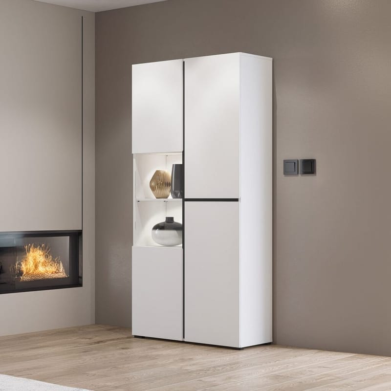 Vitrineskap Kors 3 dører - Hvit - Svart - Oppbevaring - Skap - Vitrineskap