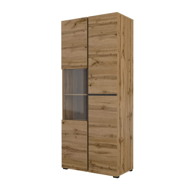 Vitrineskap Kors 3 dører - Wotan eik - Svart - Oppbevaring - Skap - Vitrineskap